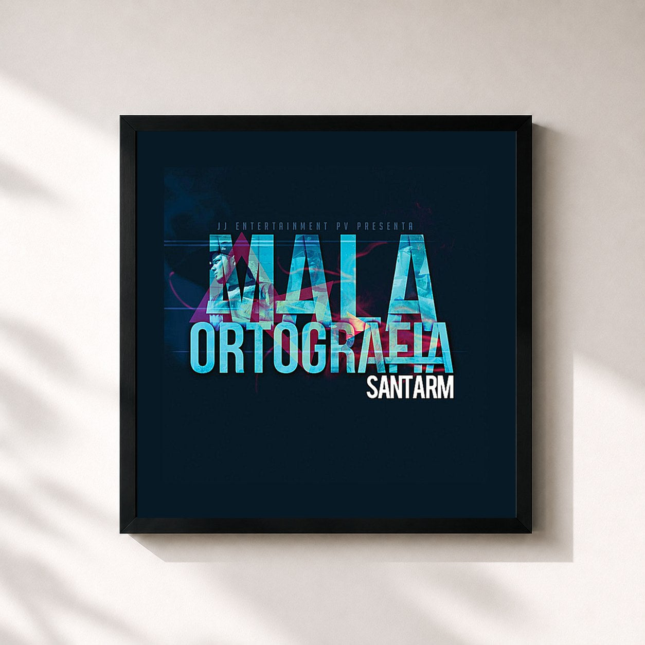 #noir Tableau carré de l'album Mala Ortografía de santa rm, cadre noir 32x32 cm