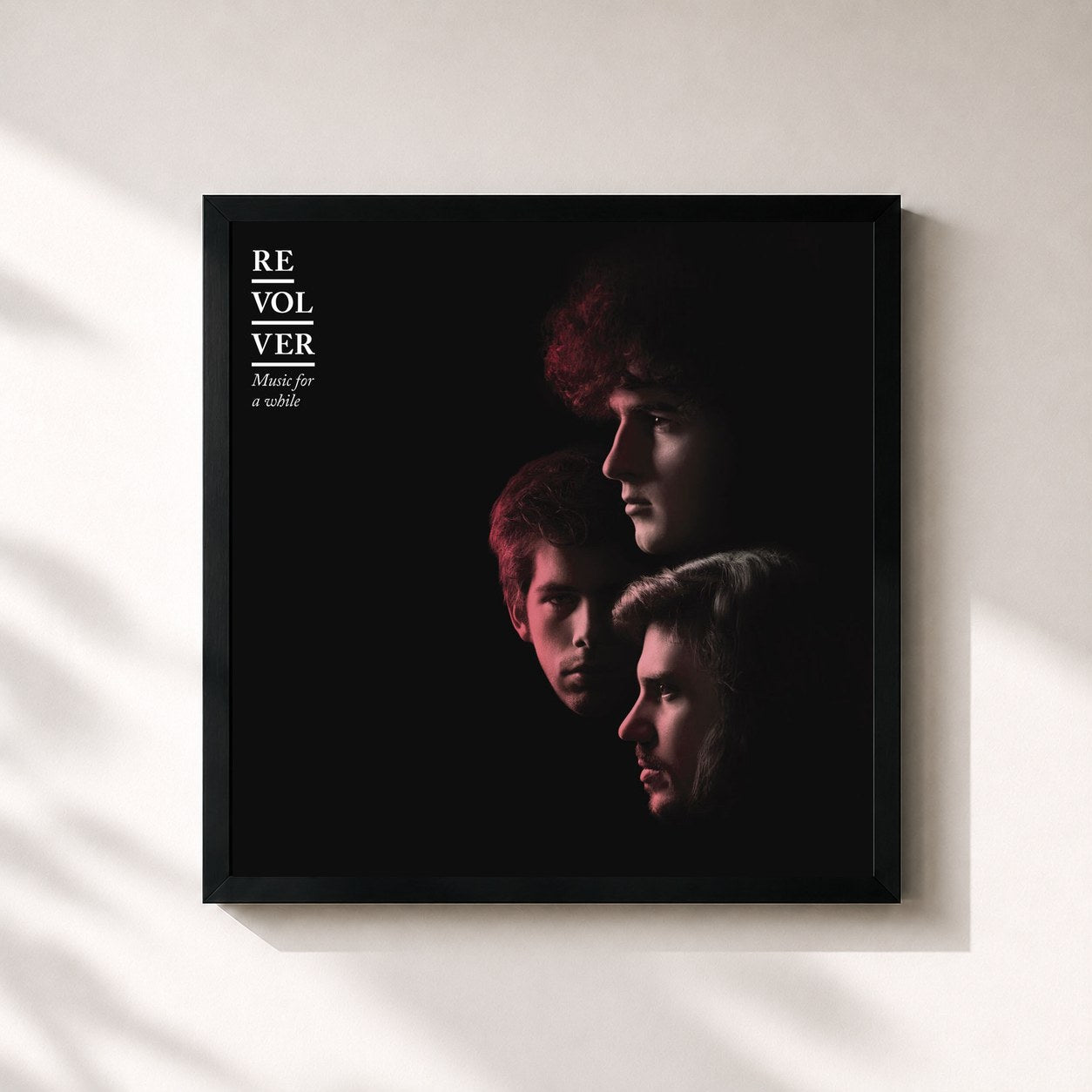 #noir Tableau carré de l'album Music For A While de Revolver, cadre noir 32x32 cm