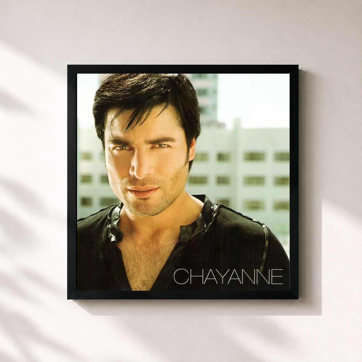 #noir Tableau carré de l'album Chayanne de Chayanne, cadre noir 32x32 cm