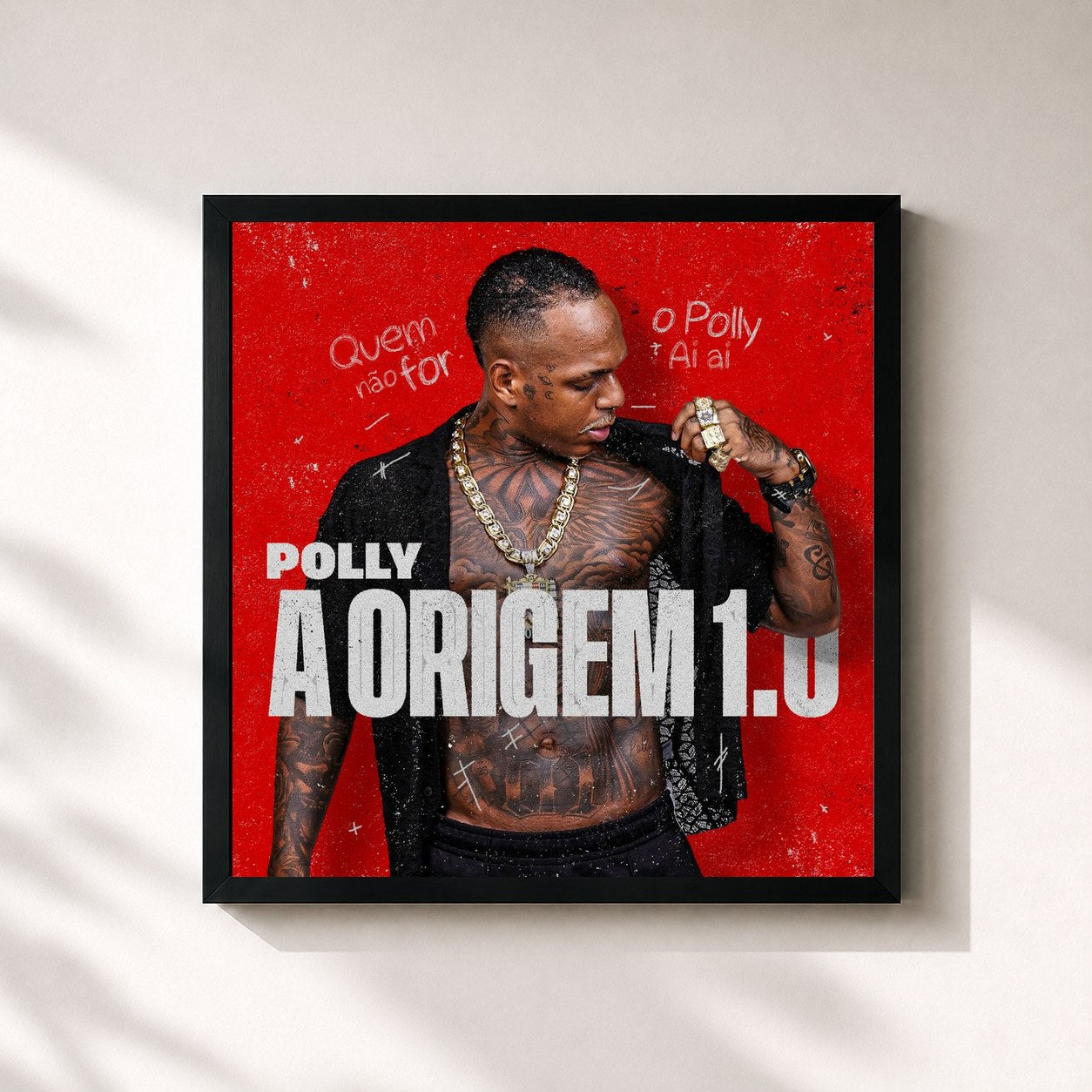 #noir Tableau carré de l'album Polly A Origem 1.0 de Oh Polêmico, cadre noir 32x32 cm