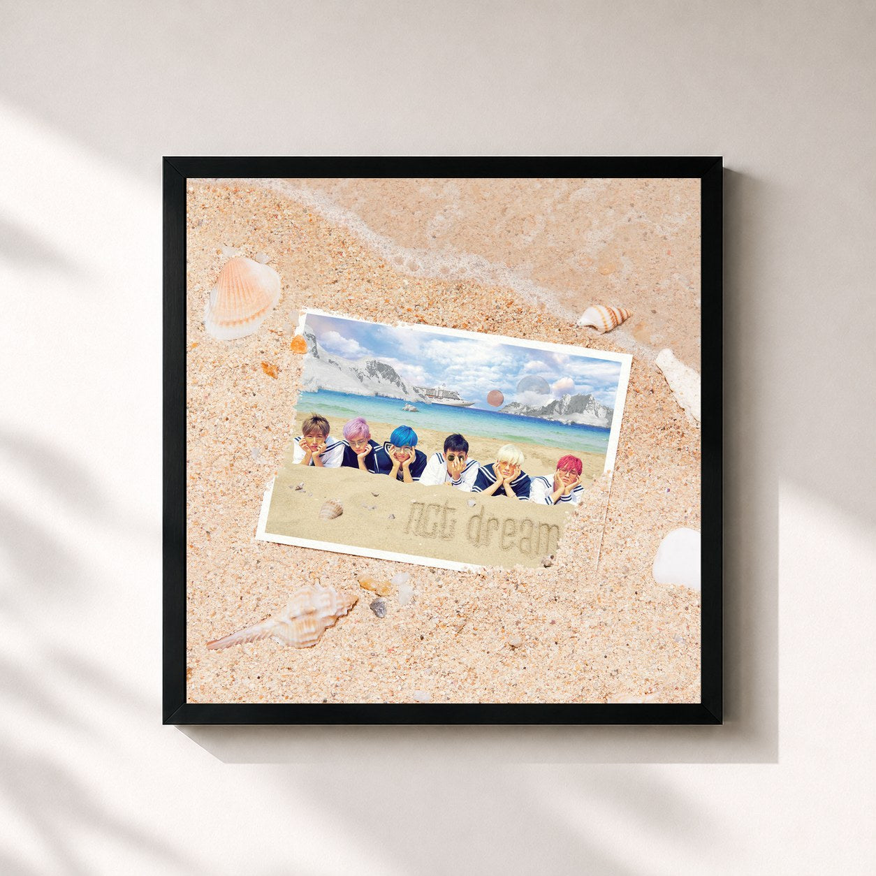 #noir Tableau carré de l'album We Young - The 1st Mini Album de NCT DREAM, cadre noir 32x32 cm