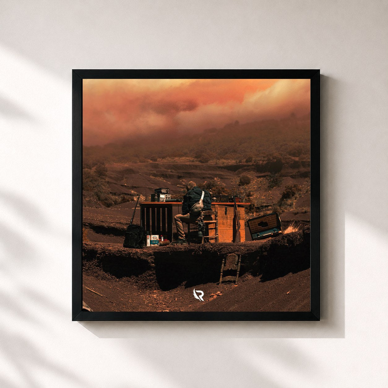 #noir Tableau carré de l'album Le soleil se lèvera à l'Ouest de Shades  , cadre noir 32x32 cm