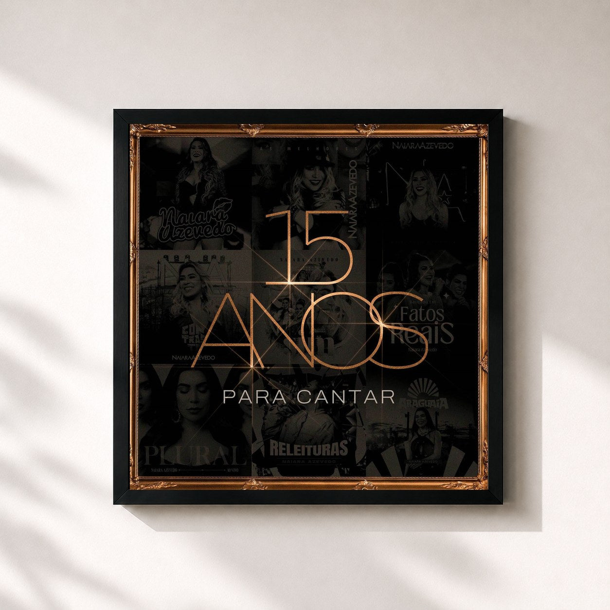#noir Tableau carré de l'album 15 Anos Para Cantar de Naiara Azevedo, cadre noir 32x32 cm