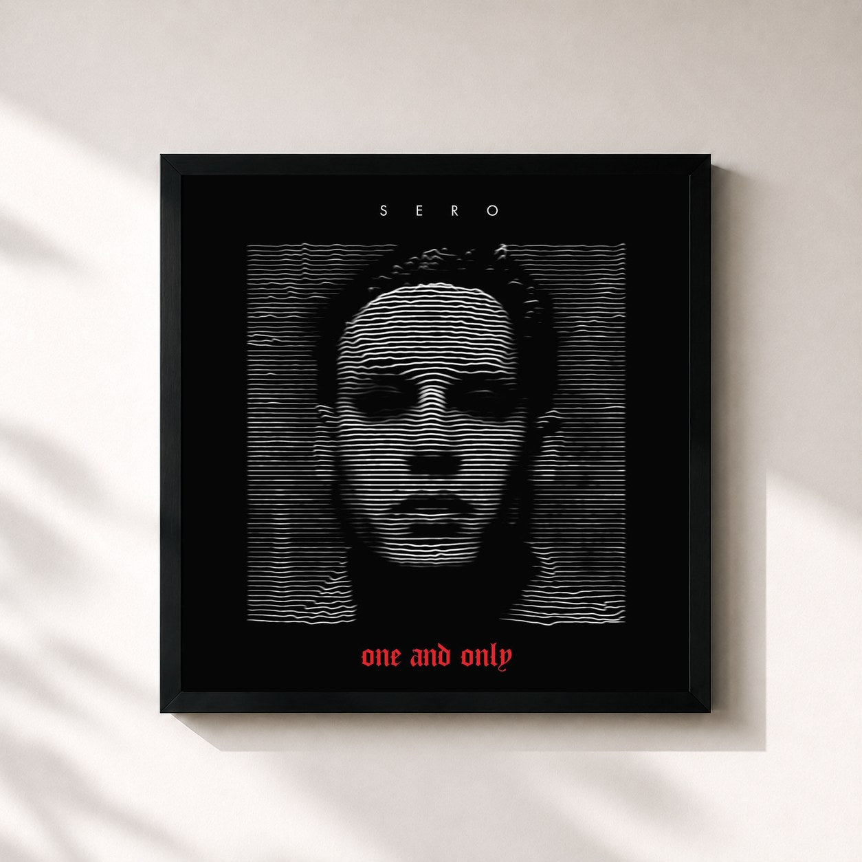 #noir Tableau carré de l'album One and Only de Sero, cadre noir 32x32 cm