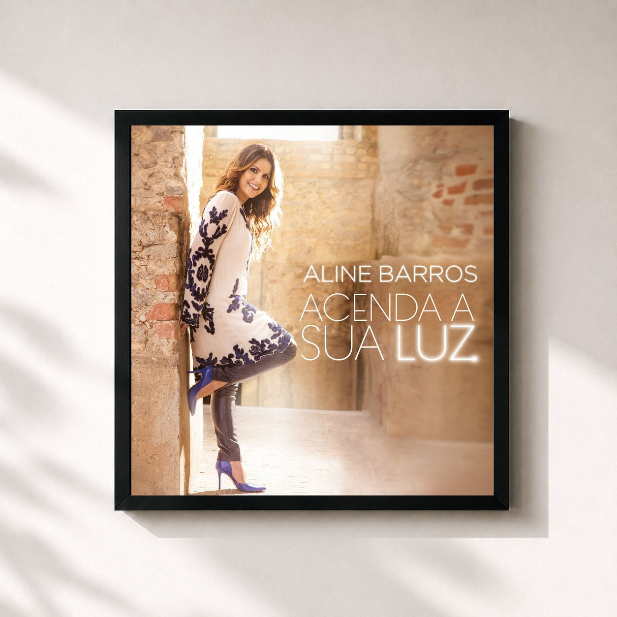 #noir Tableau carré de l'album Acenda a Sua Luz de Aline Barros, cadre noir 32x32 cm