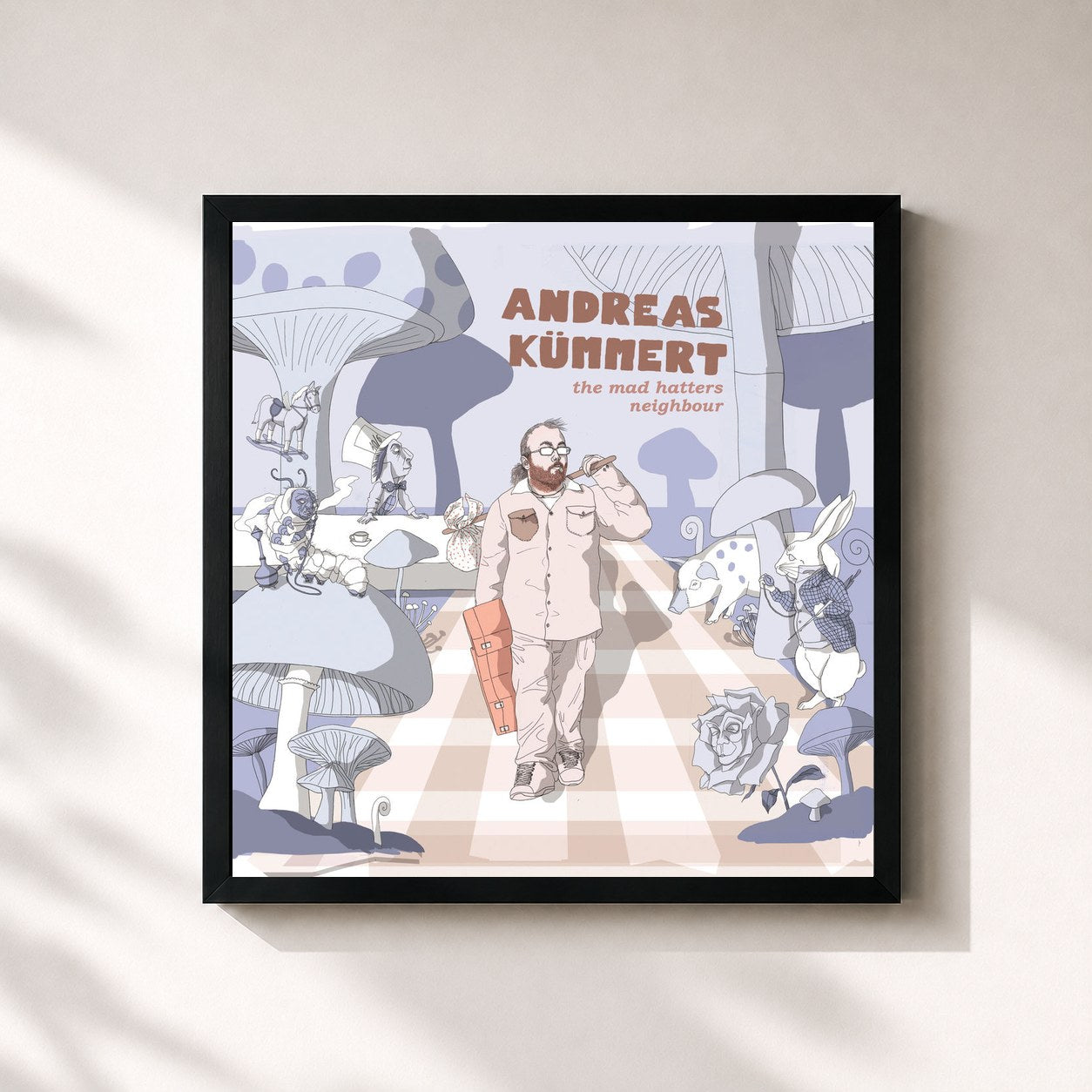 #noir Tableau carré de l'album The Mad Hatters Neighbour de Andreas Kümmert, cadre noir 32x32 cm