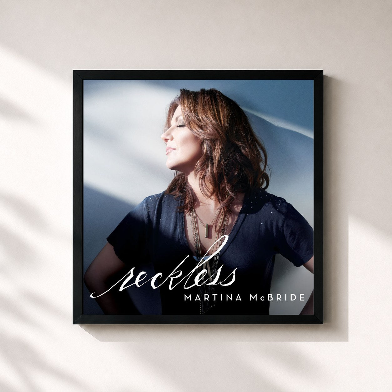 #noir Tableau carré de l'album Reckless de Martina McBride, cadre noir 32x32 cm