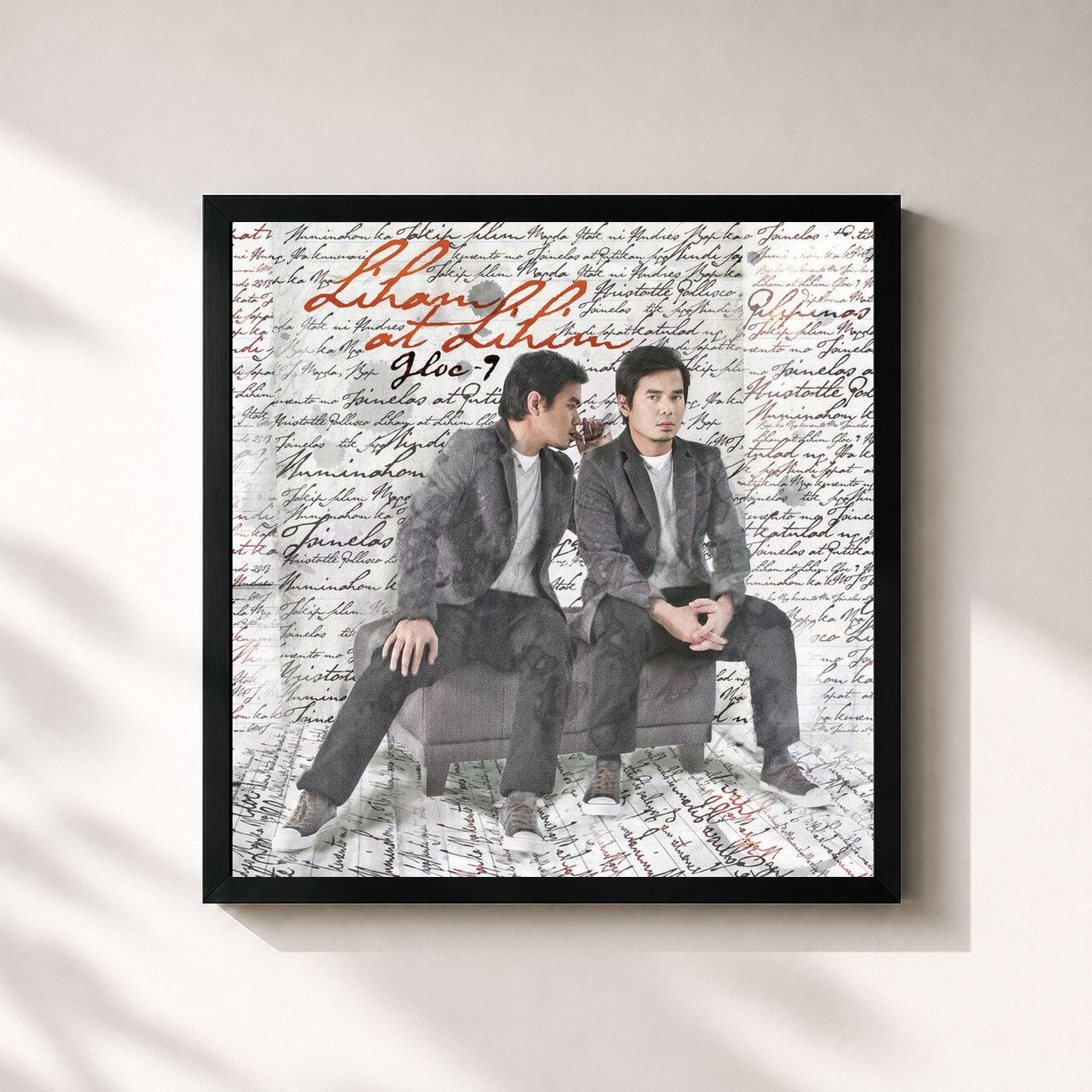 #noir Tableau carré de l'album Liham At Lihim de Gloc 9, cadre noir 32x32 cm