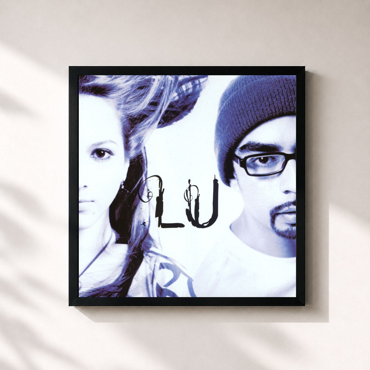 #noir Tableau carré de l'album Lu de Lu, cadre noir 32x32 cm