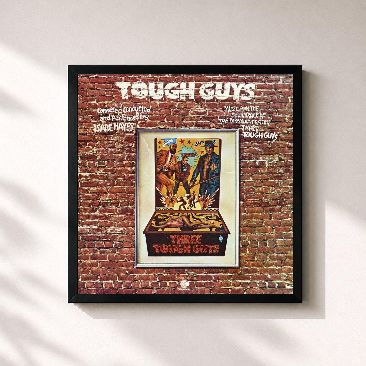 #noir Tableau carré de l'album Tough Guys de Isaac Hayes, cadre noir 32x32 cm
