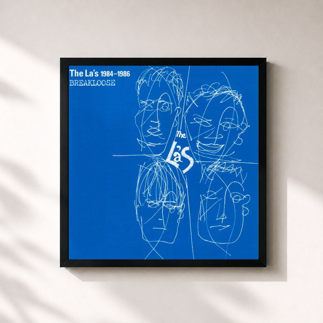 #noir Tableau carré de l'album 1984-1986 Breakloose (Remastered with Bonus Tracks) de The La's, cadre noir 32x32 cm