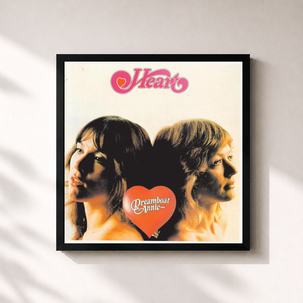 #noir Tableau carré de l'album Dreamboat Annie de Heart, cadre noir 32x32 cm