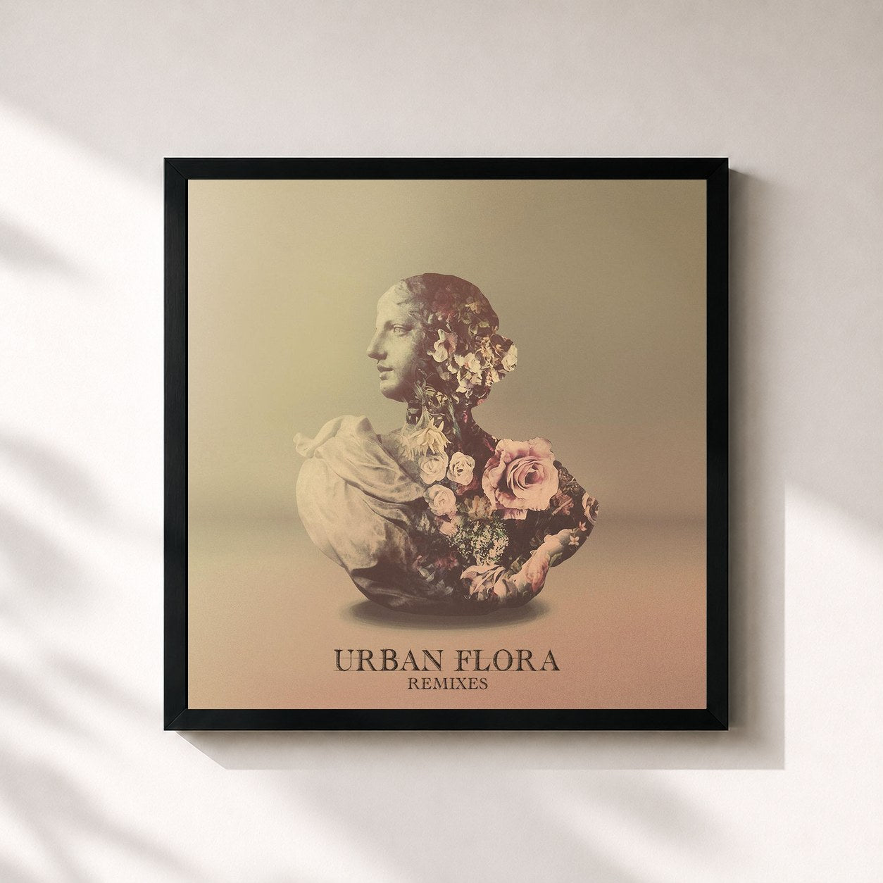 #noir Tableau carré de l'album Urban Flora (Remixes) de Alina Baraz, cadre noir 32x32 cm