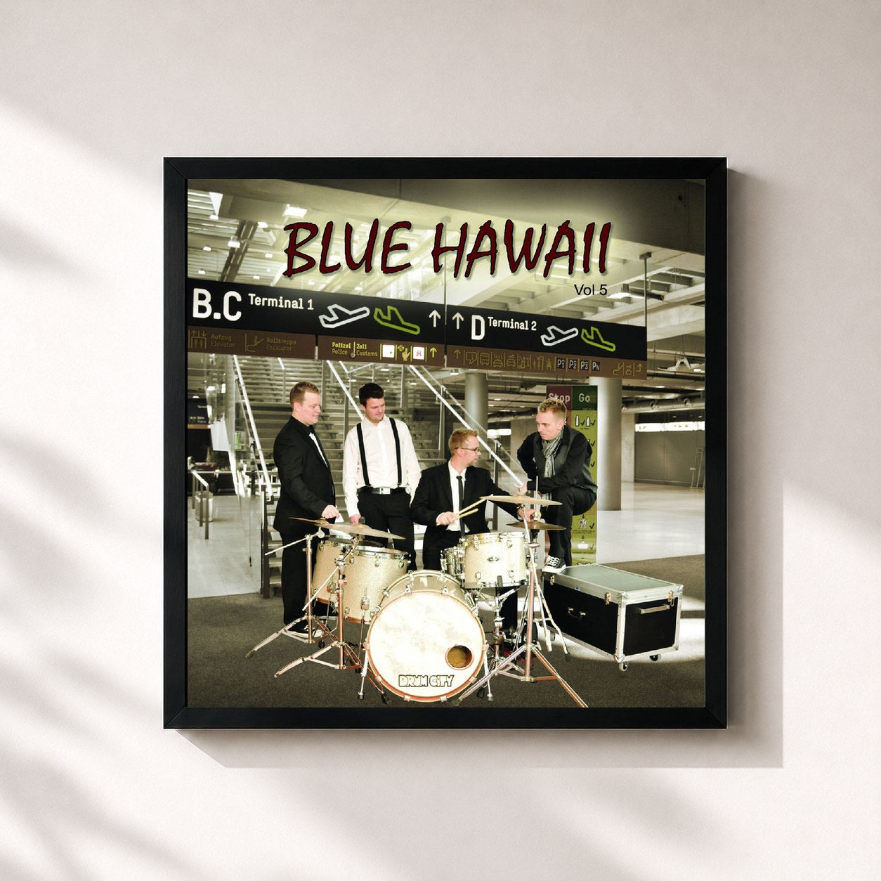 #noir Tableau carré de l'album Vol 5 de Blue Hawaii, cadre noir 32x32 cm