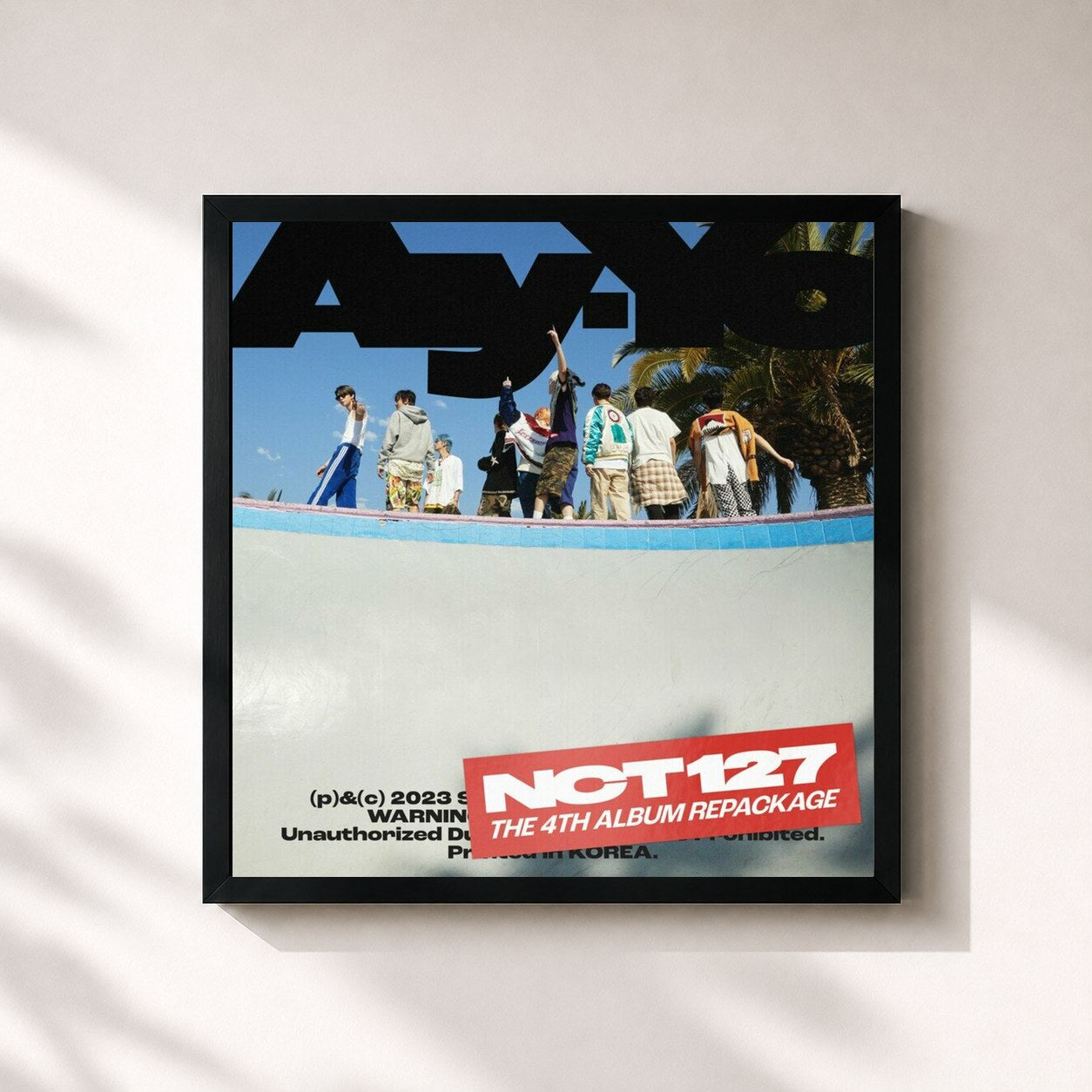 #noir Tableau carré de l'album Ay-Yo - The 4th Album Repackage de NCT 127, cadre noir 32x32 cm