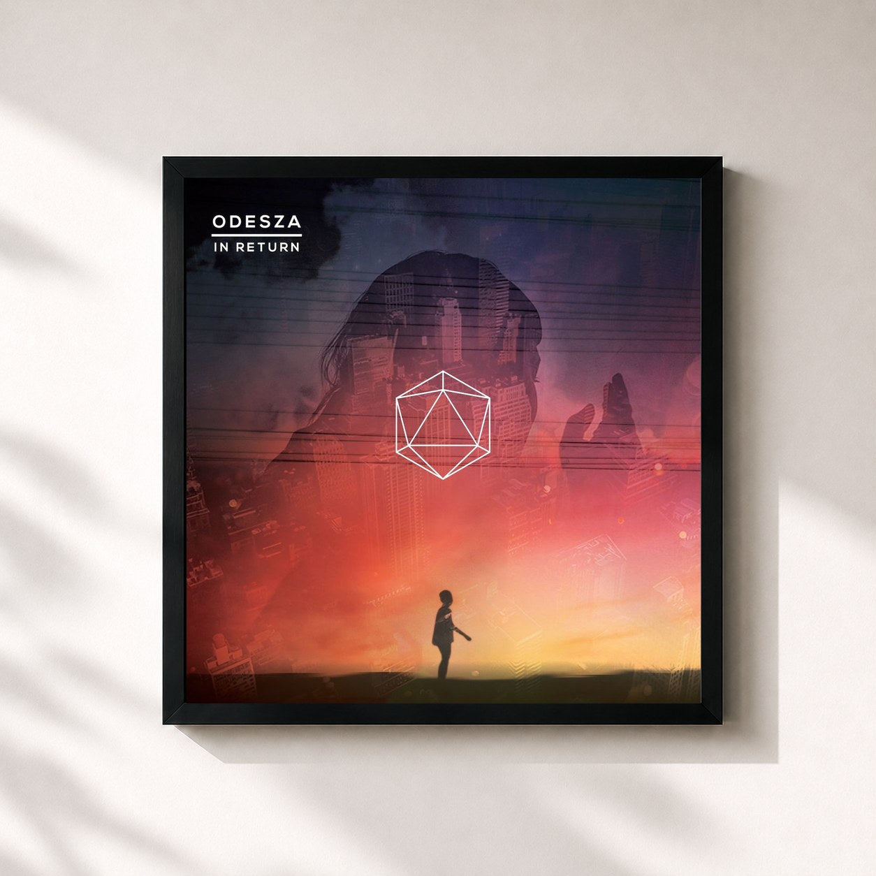 #noir Tableau carré de l'album In Return de ODESZA, cadre noir 32x32 cm