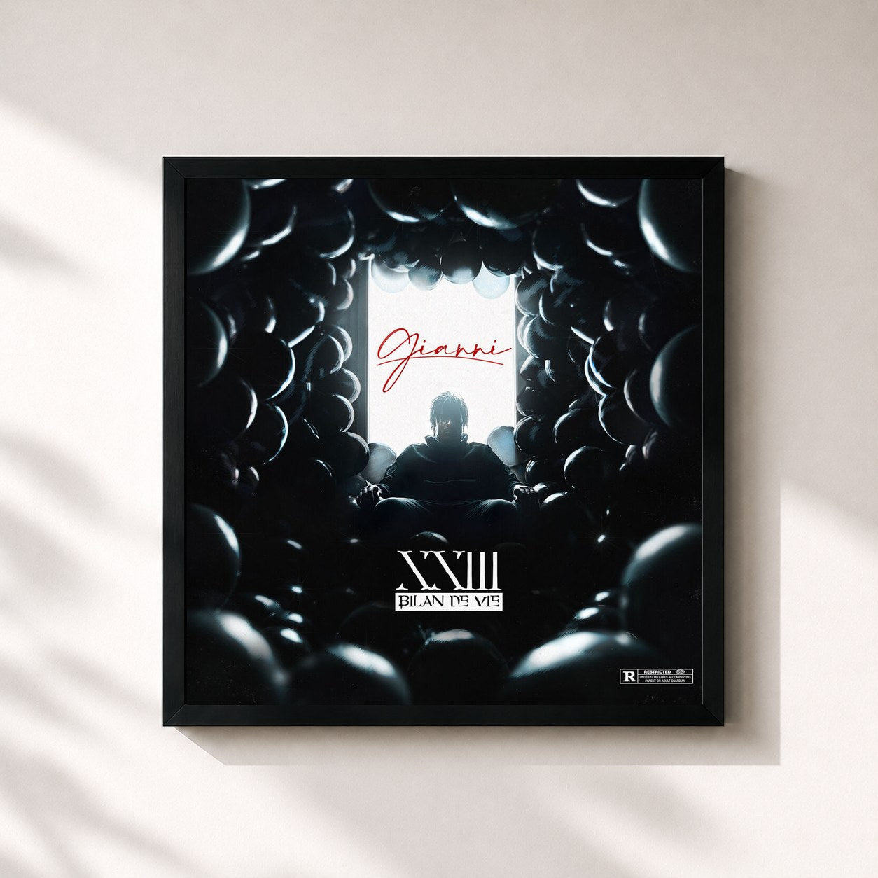 #noir Tableau carré de l'album 23 : Bilan de vie de Gianni, cadre noir 32x32 cm