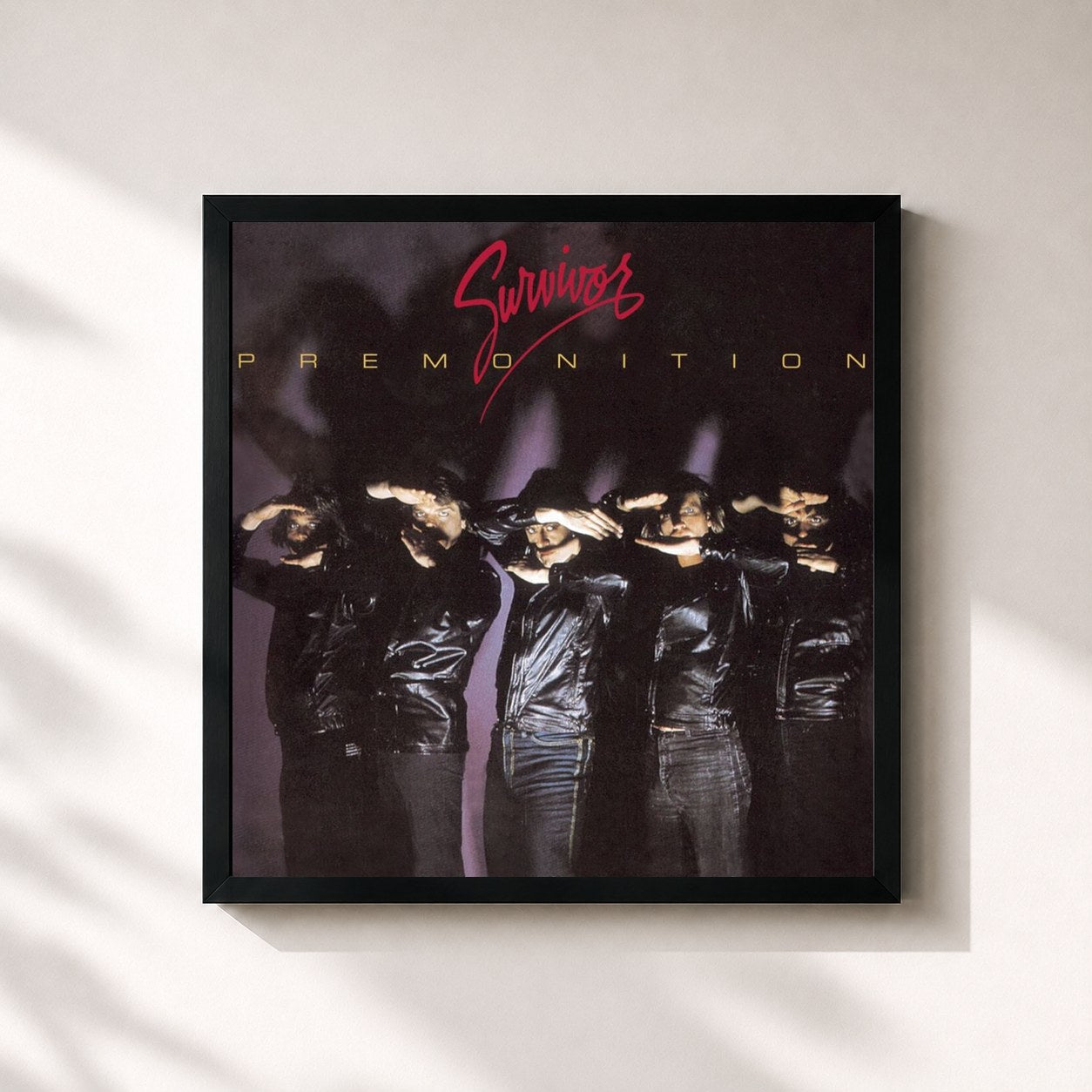 #noir Tableau carré de l'album Premonition de Survivor, cadre noir 32x32 cm