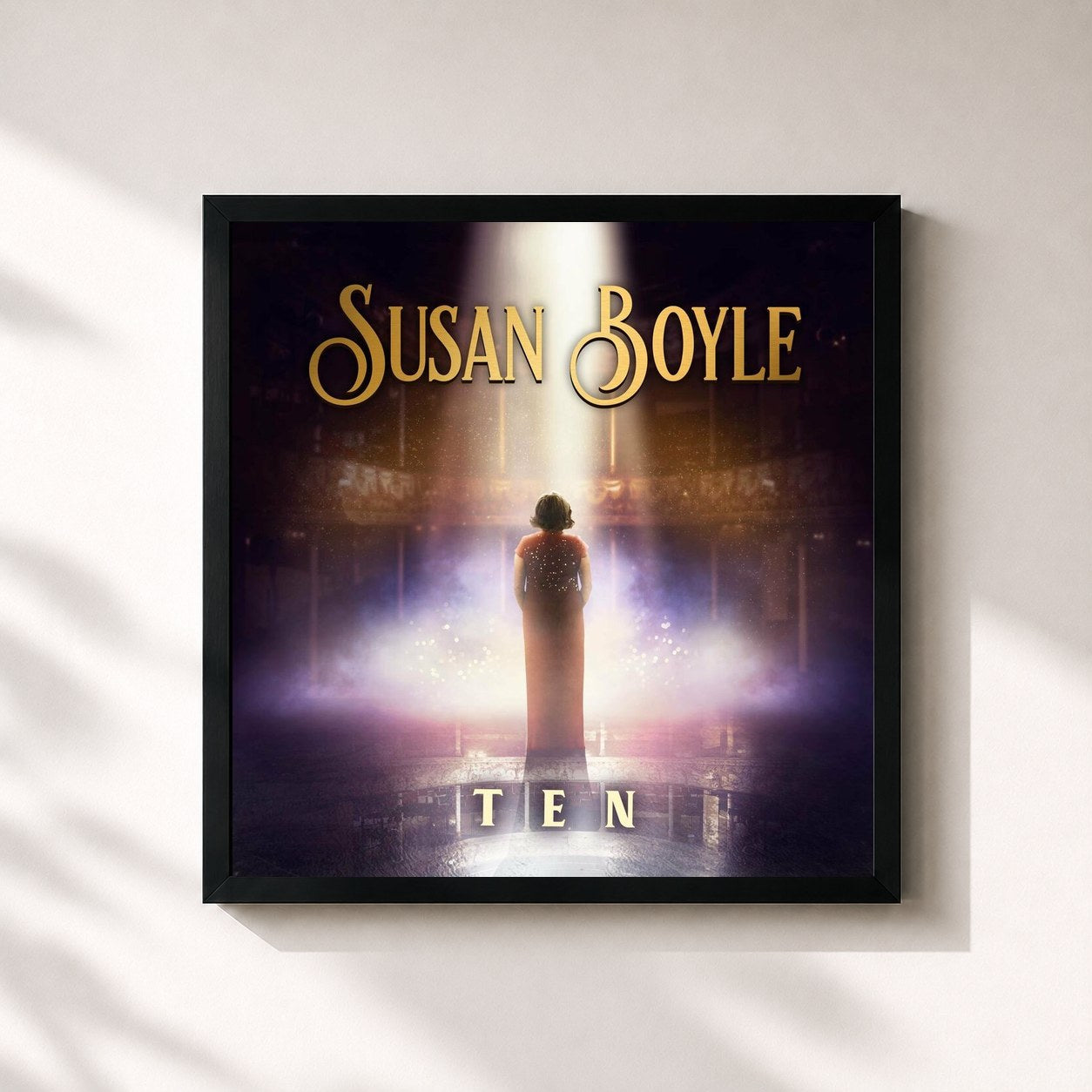 #noir Tableau carré de l'album TEN de Susan Boyle, cadre noir 32x32 cm