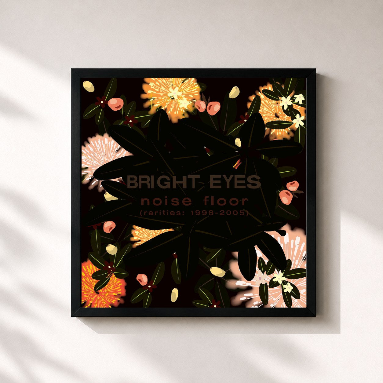 #noir Tableau carré de l'album Noise Floor (Rarities: 1998-2005) de Bright Eyes, cadre noir 32x32 cm