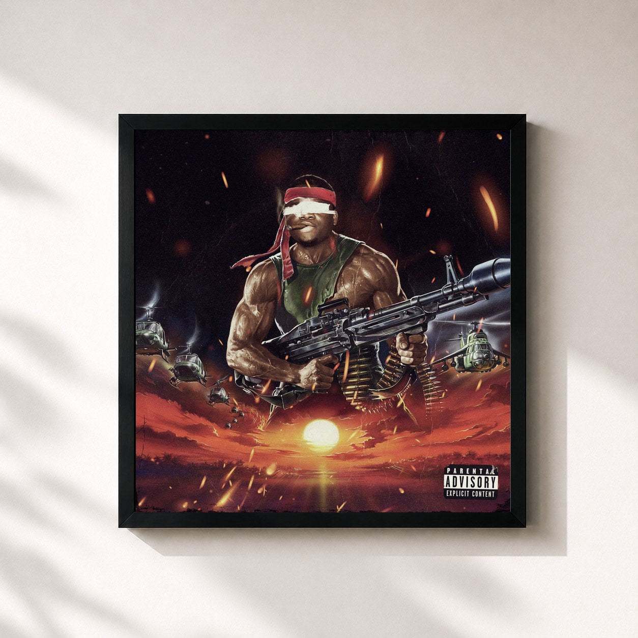 #noir Tableau carré de l'album READY FOR WAR de Benjamin Epps, cadre noir 32x32 cm