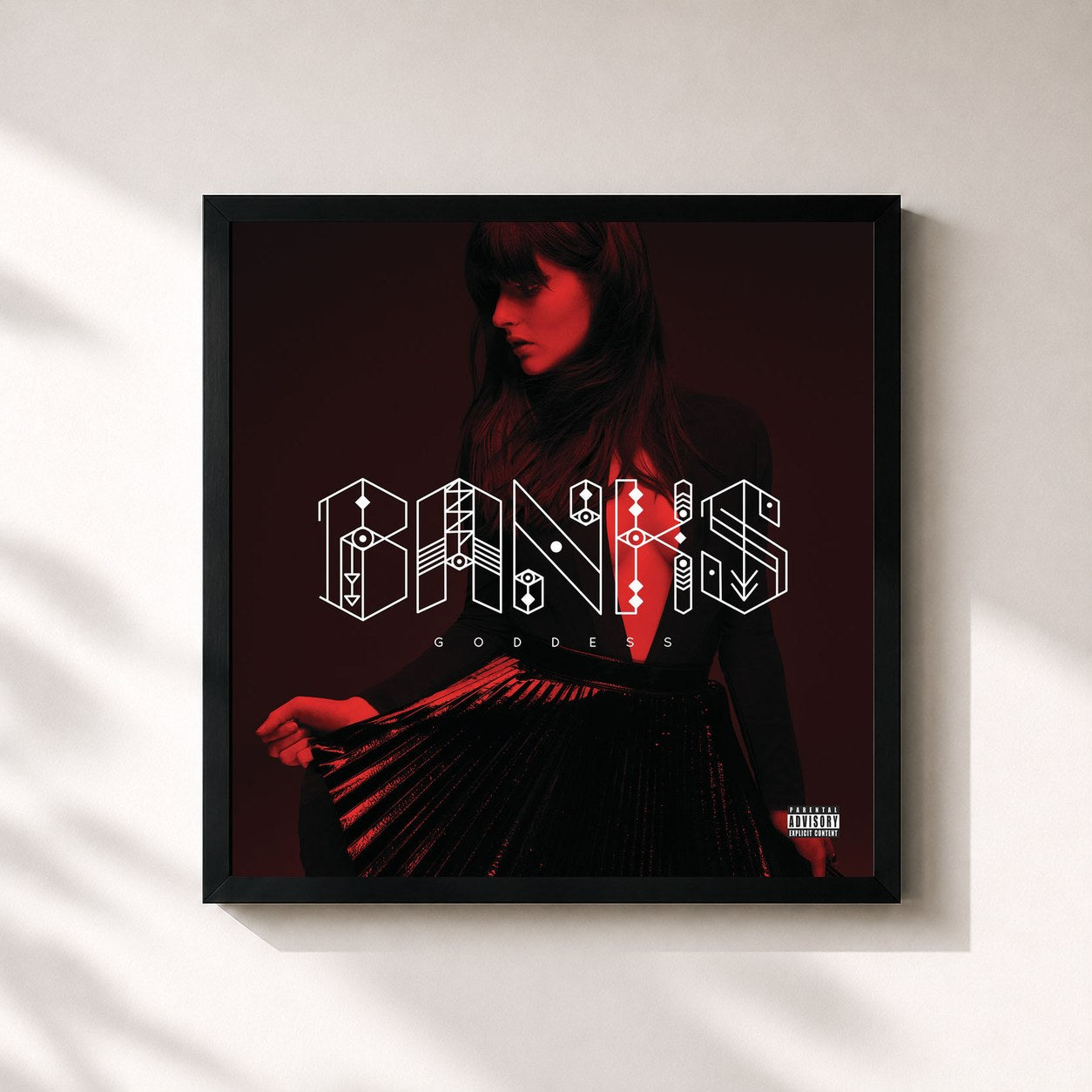 #noir Tableau carré de l'album Goddess de Banks, cadre noir 32x32 cm