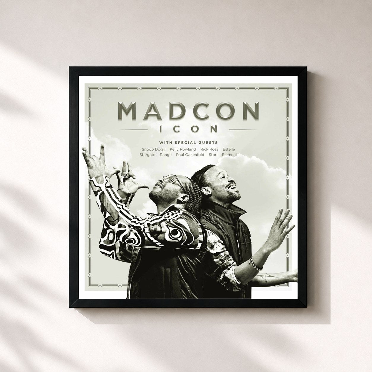 #noir Tableau carré de l'album Icon de Madcon, cadre noir 32x32 cm