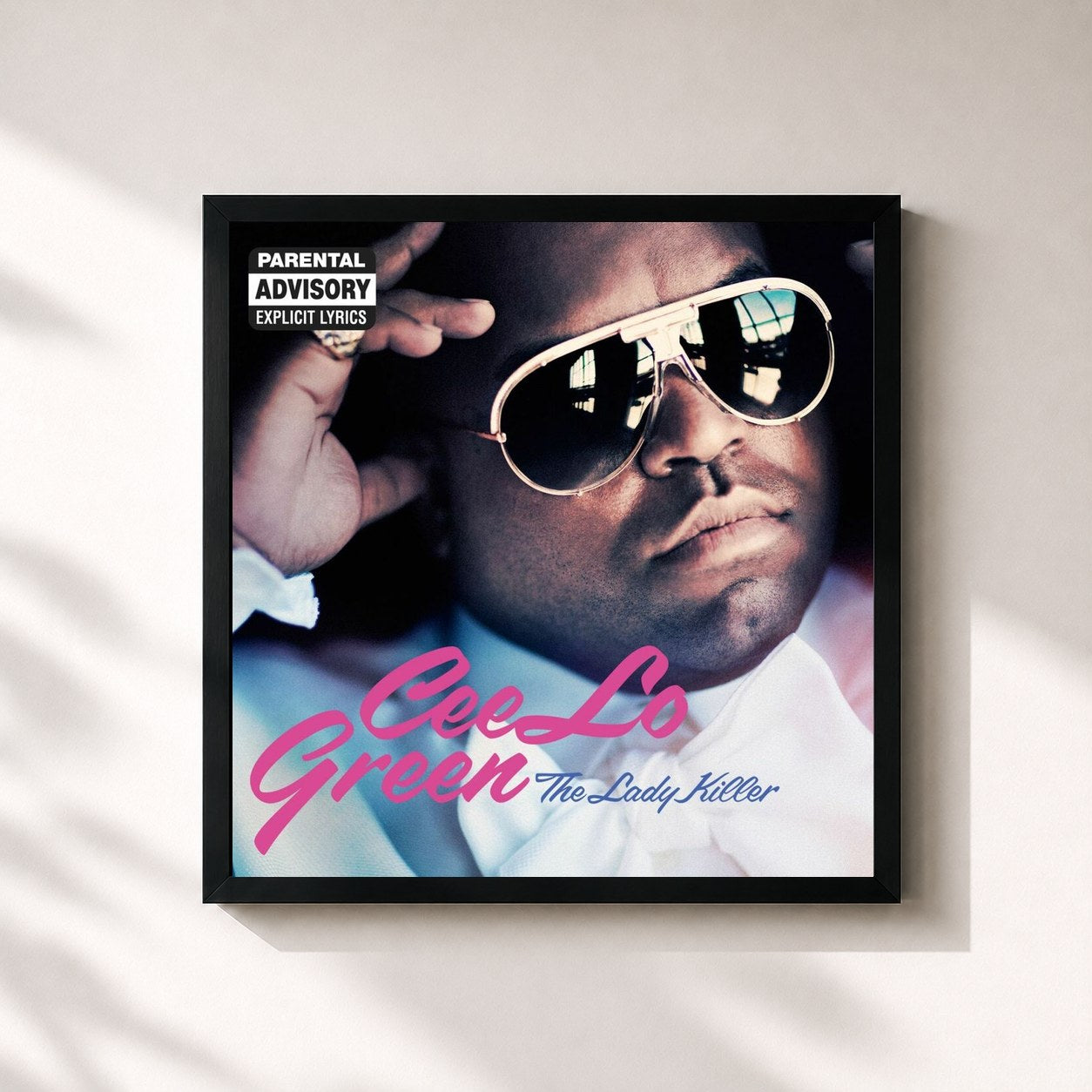 #noir Tableau carré de l'album The Lady Killer de CeeLo Green, cadre noir 32x32 cm