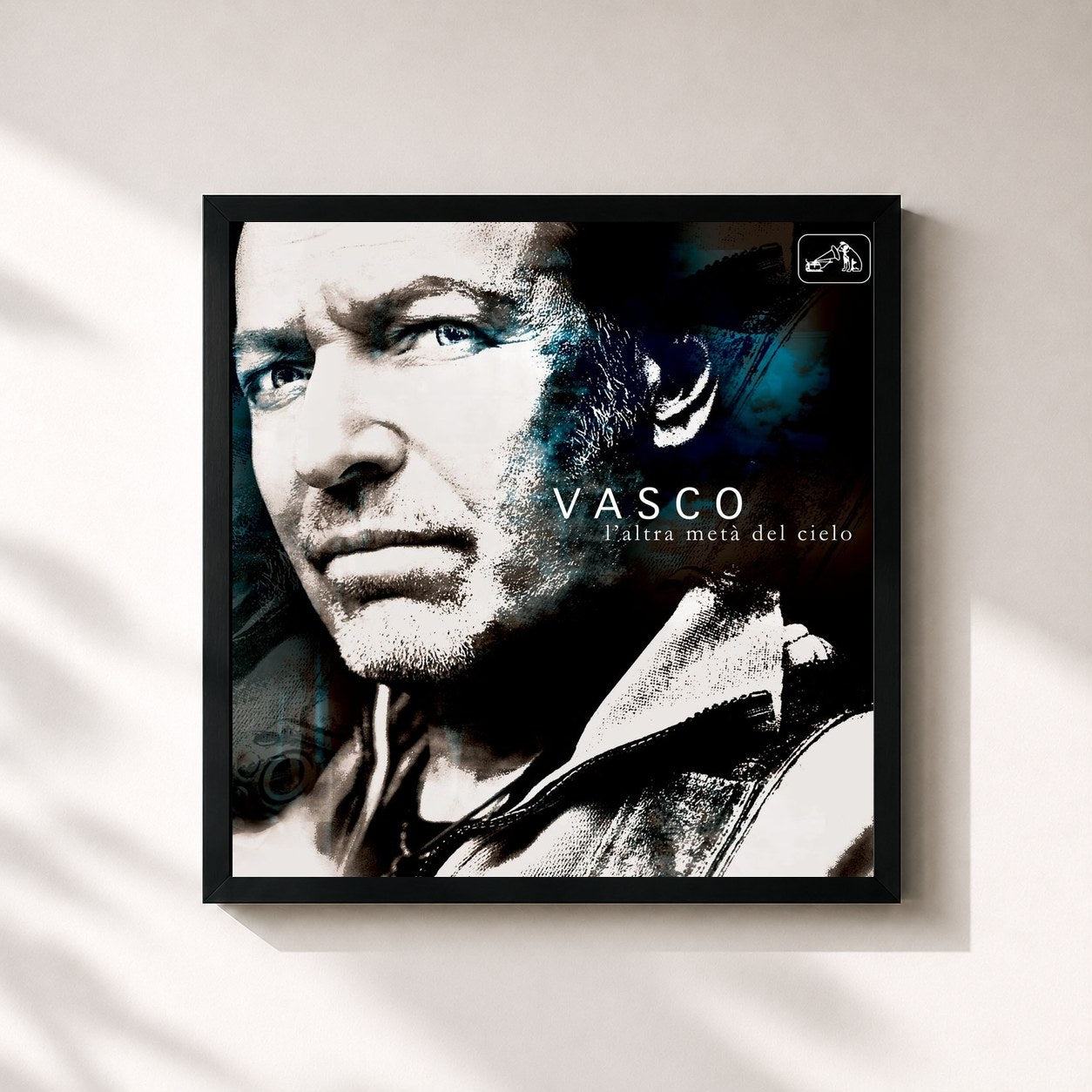 #noir Tableau carré de l'album L'altra Metà del Cielo de Vasco Rossi, cadre noir 32x32 cm