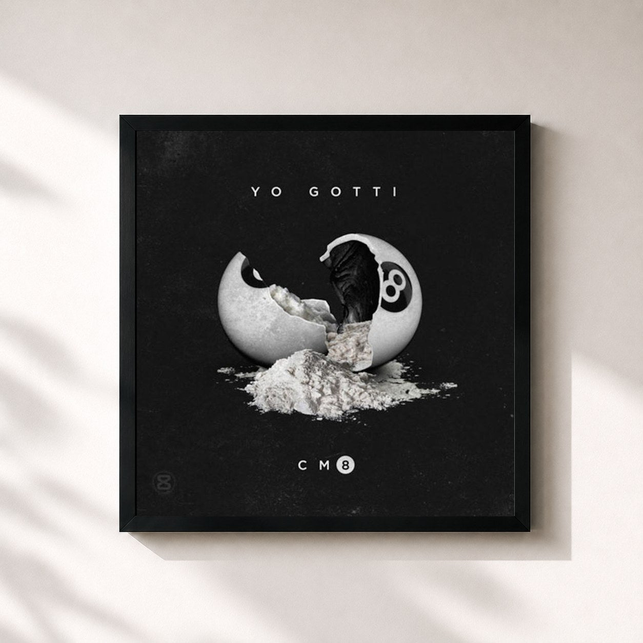 #noir Tableau carré de l'album CM8: Any Hood America de Yo Gotti, cadre noir 32x32 cm