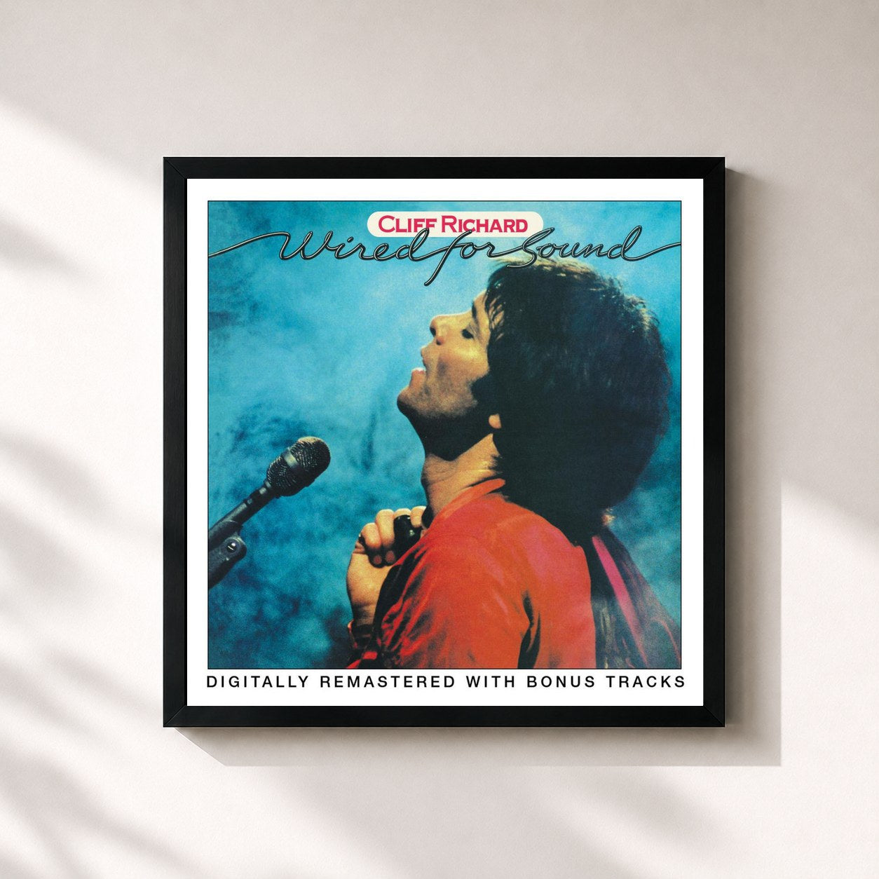 #noir Tableau carré de l'album Wired for Sound de Cliff Richard, cadre noir 32x32 cm