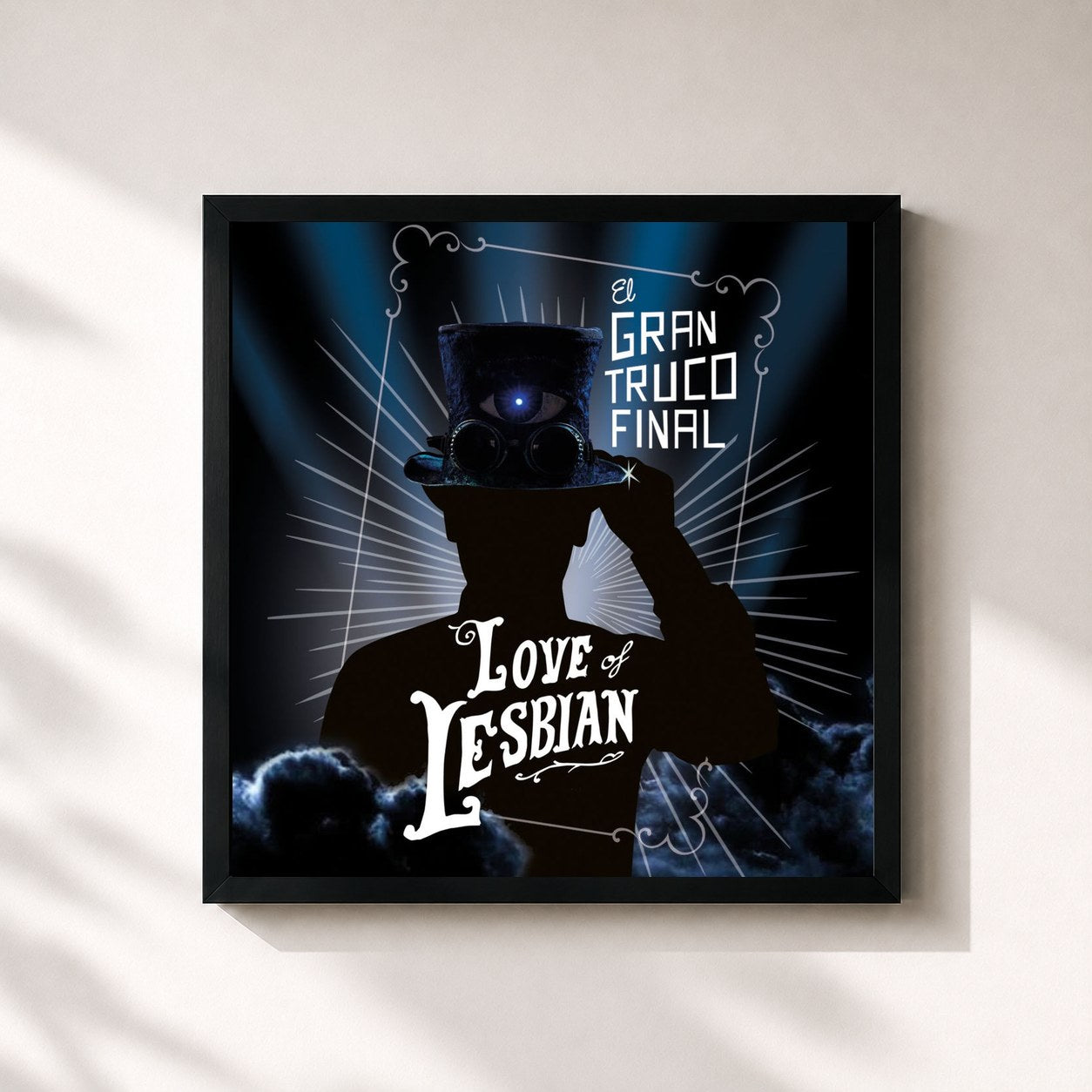 #noir Tableau carré de l'album El gran truco final de Love Of Lesbian, cadre noir 32x32 cm