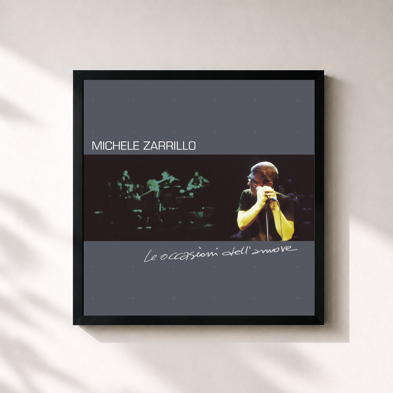 #noir Tableau carré de l'album Le Occasioni Dell'Amore de Michele Zarrillo, cadre noir 32x32 cm