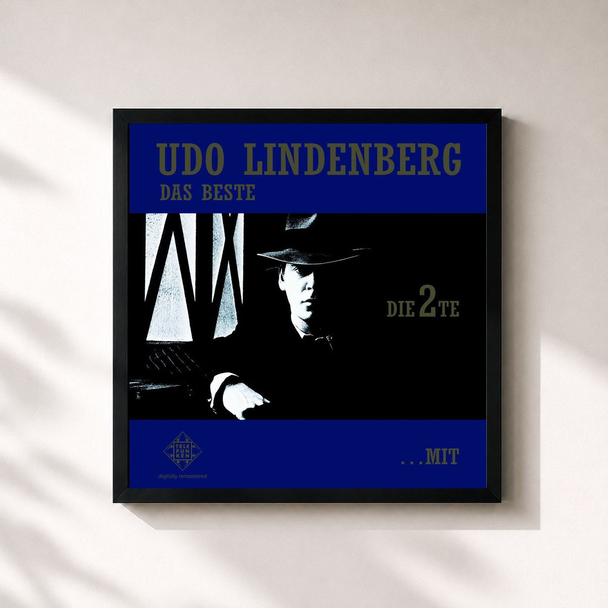 #noir Tableau carré de l'album Das Beste - Die 2te ... Mit und ohne Hut de Udo Lindenberg, cadre noir 32x32 cm