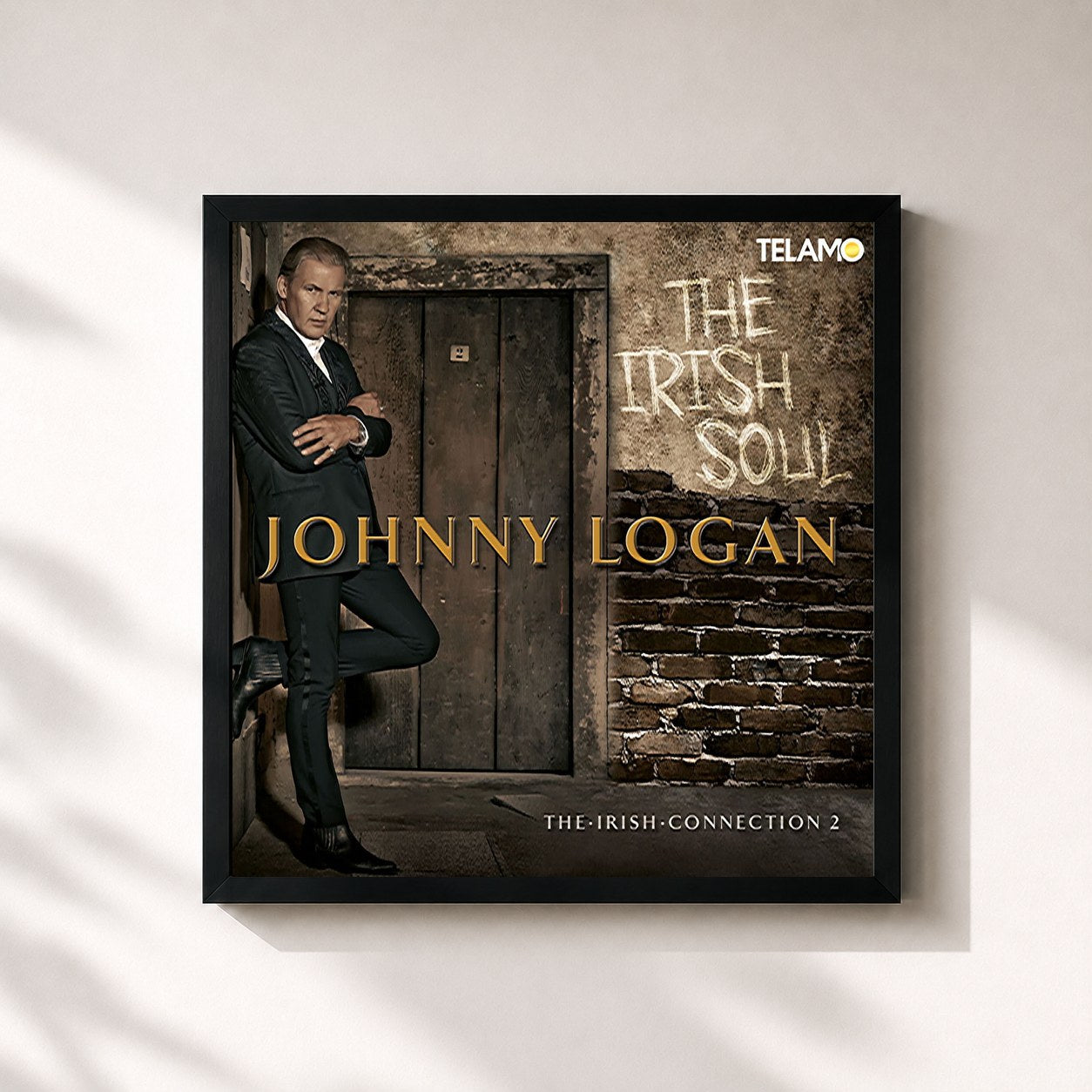 #noir Tableau carré de l'album The Irish Connection, Vol. 2 (The Irish Soul) de Johnny Logan, cadre noir 32x32 cm