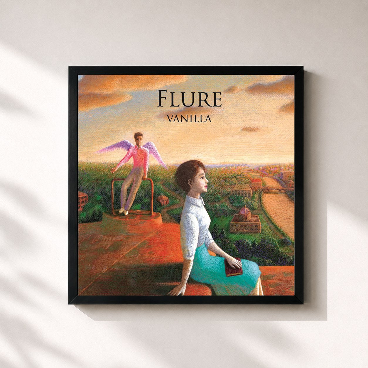 #noir Tableau carré de l'album Vanilla de Flure, cadre noir 32x32 cm