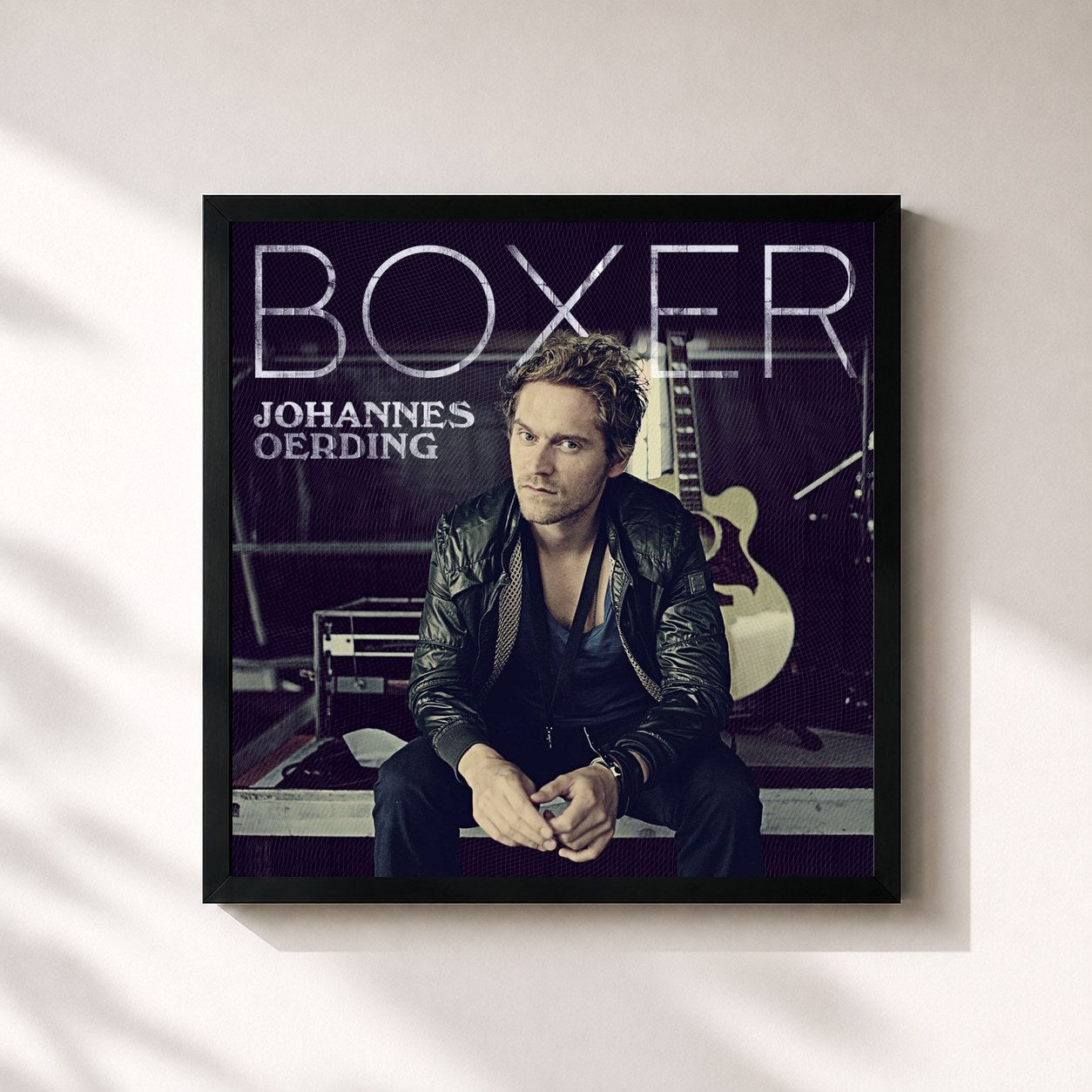 #noir Tableau carré de l'album Boxer de Johannes Oerding, cadre noir 32x32 cm