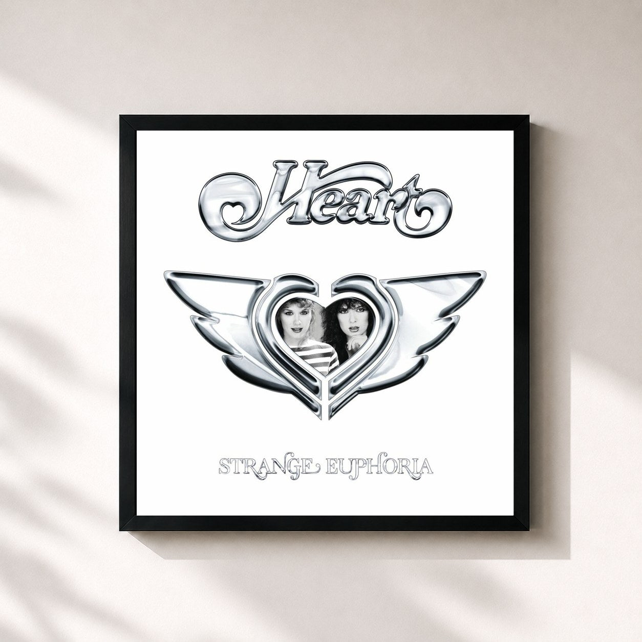 #noir Tableau carré de l'album Strange Euphoria de Heart, cadre noir 32x32 cm