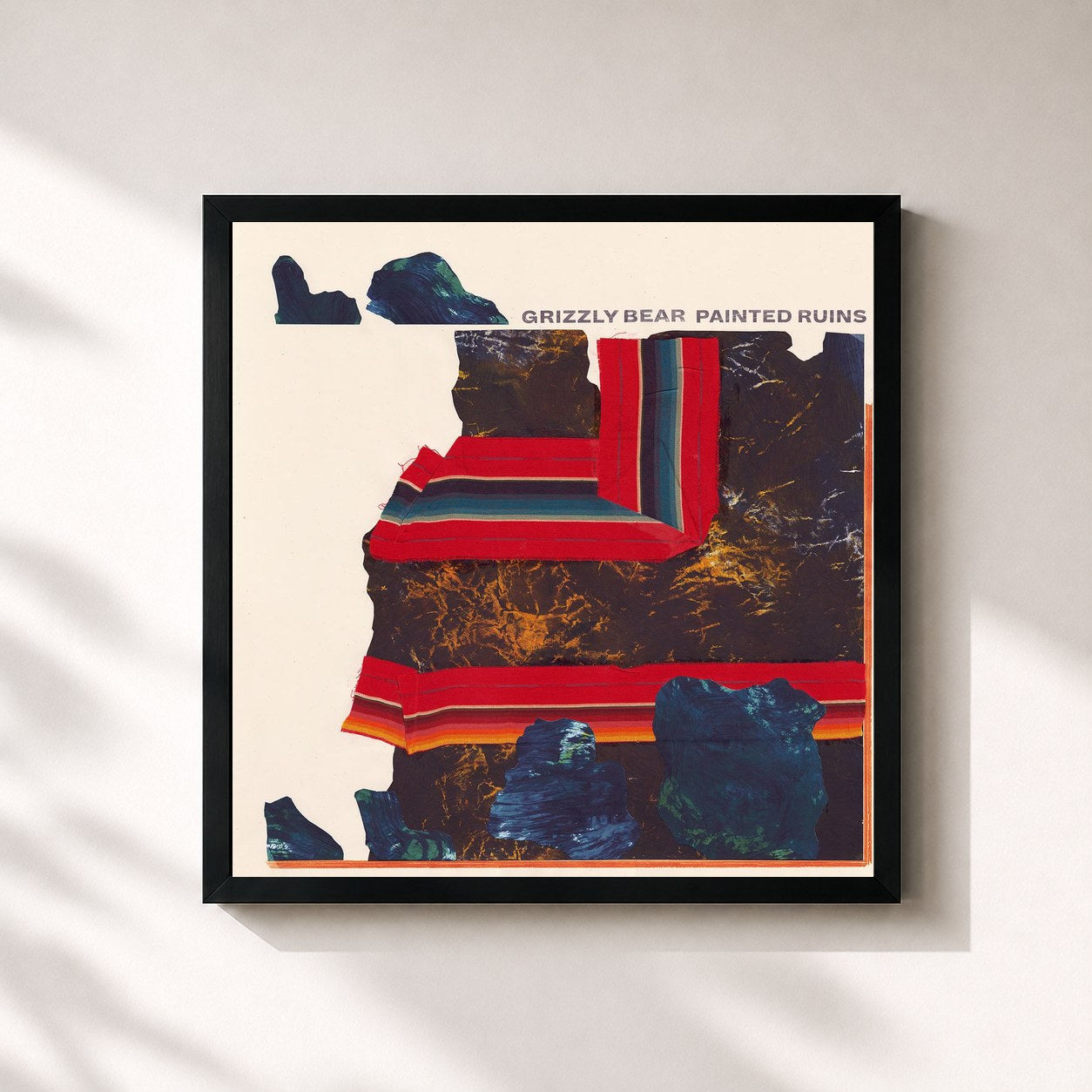 #noir Tableau carré de l'album Painted Ruins de Grizzly Bear, cadre noir 32x32 cm