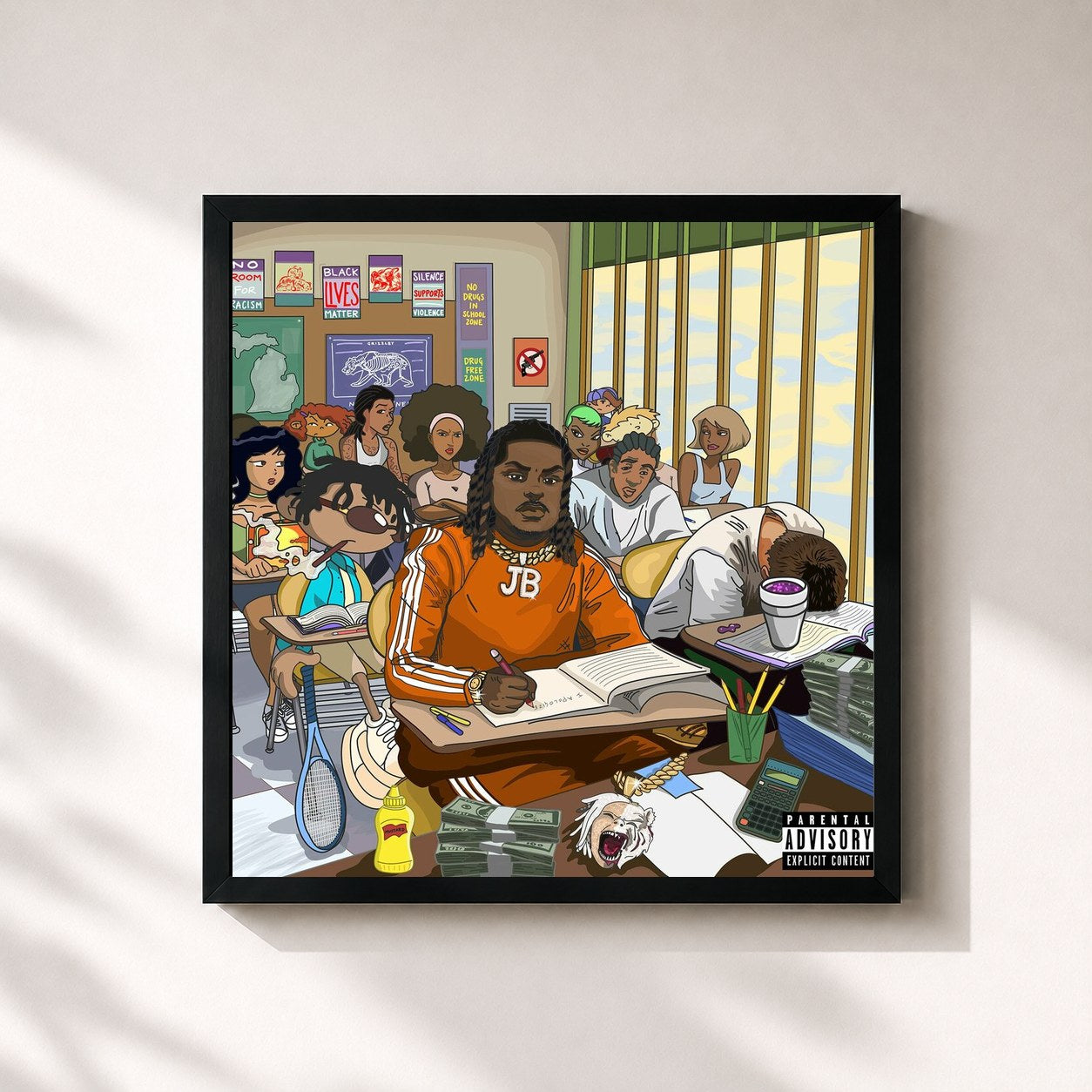 #noir Tableau carré de l'album The Smartest de Tee Grizzley, cadre noir 32x32 cm