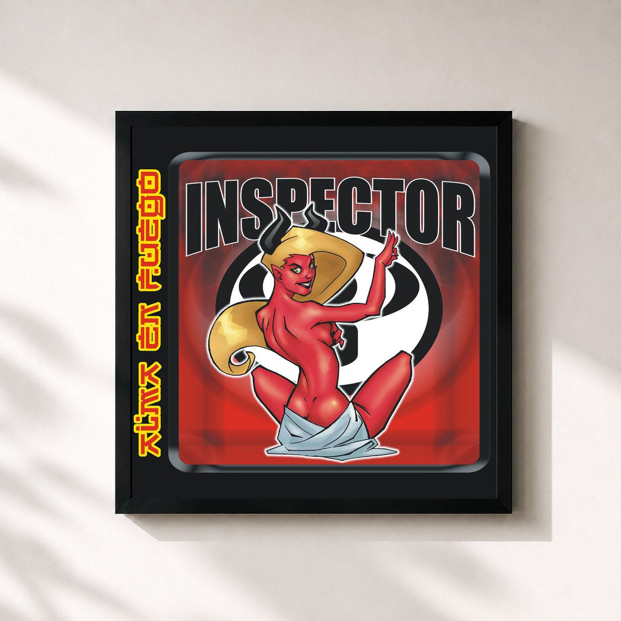 #noir Tableau carré de l'album Alma En Fuego de Inspector, cadre noir 32x32 cm