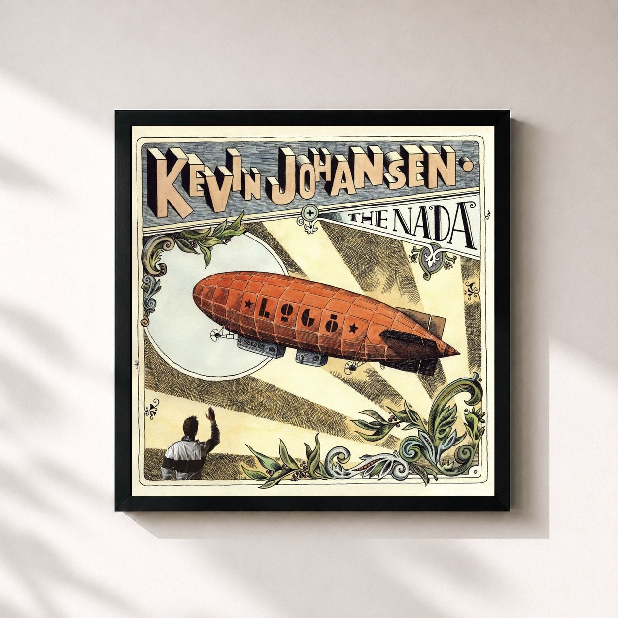 #noir Tableau carré de l'album Logo de Kevin Johansen, cadre noir 32x32 cm