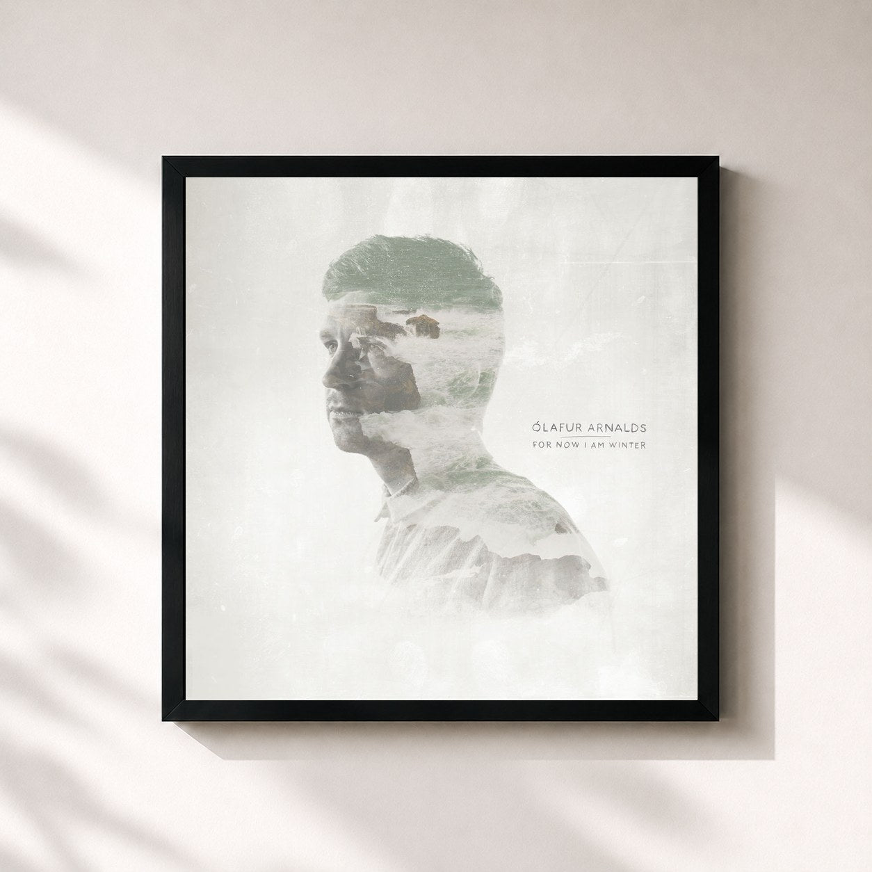 #noir Tableau carré de l'album For Now I Am Winter de Ólafur Arnalds, cadre noir 32x32 cm