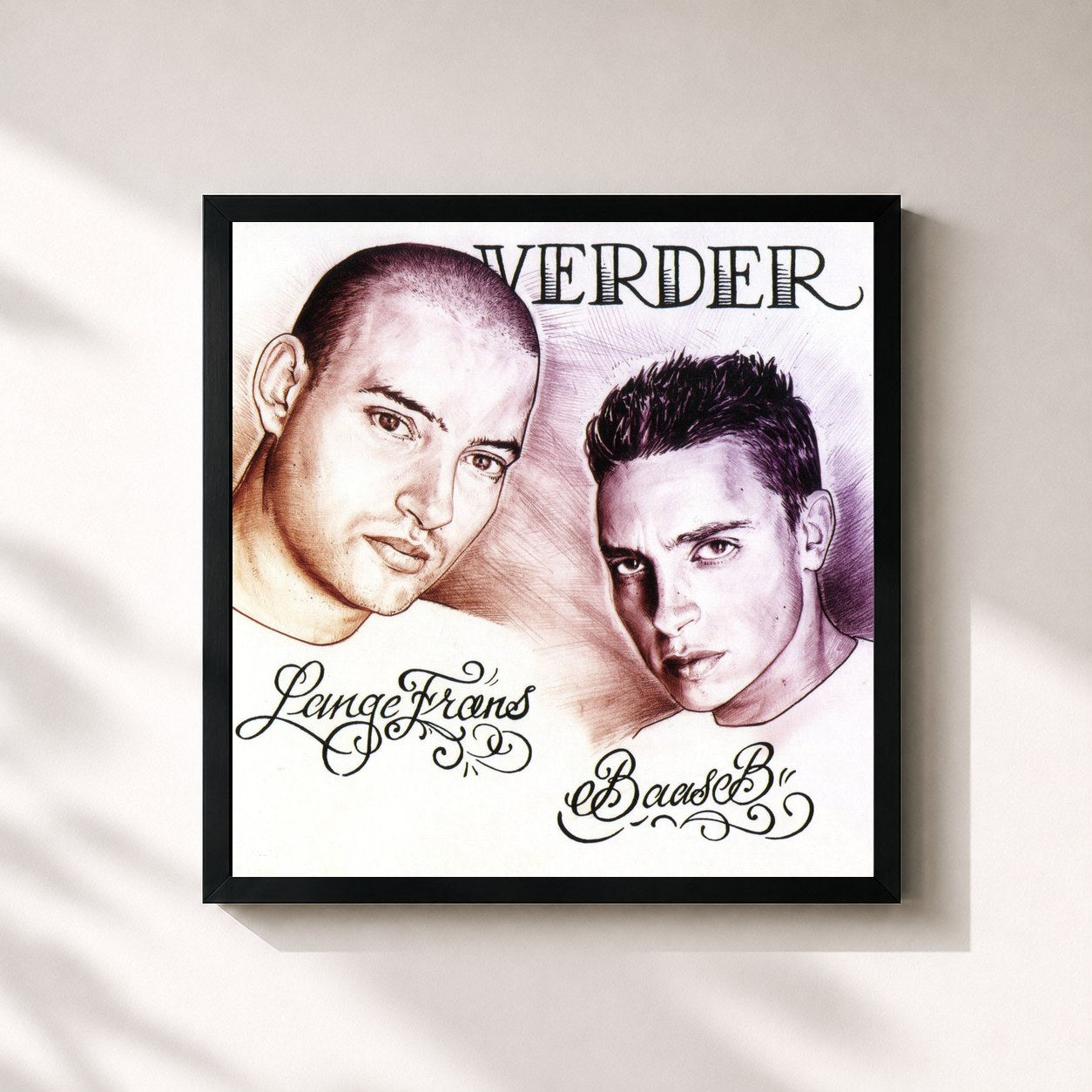 #noir Tableau carré de l'album Verder de Lange Frans, cadre noir 32x32 cm