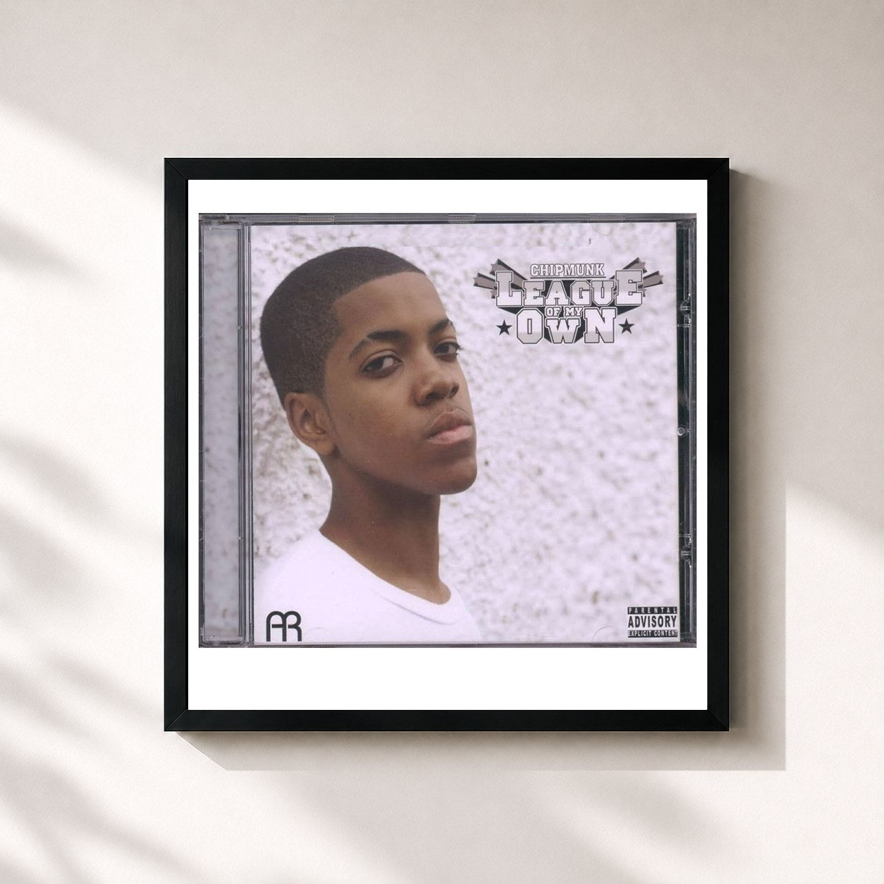 #noir Tableau carré de l'album League Of My Own de Chip, cadre noir 32x32 cm