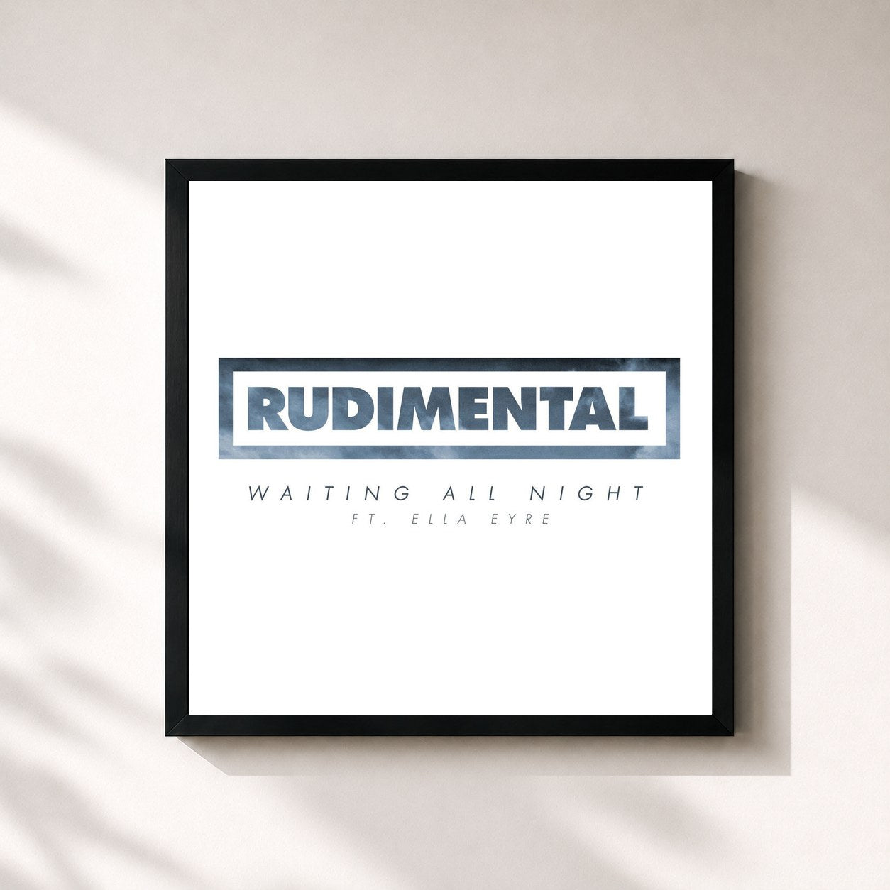 #noir Tableau carré de l'album Waiting All Night de Rudimental, cadre noir 32x32 cm