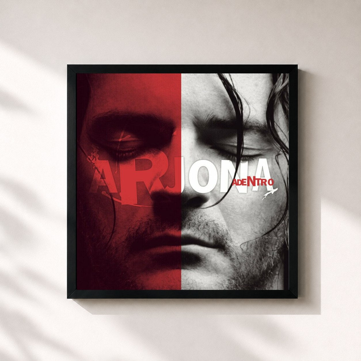 #noir Tableau carré de l'album Adentro de Ricardo Arjona, cadre noir 32x32 cm