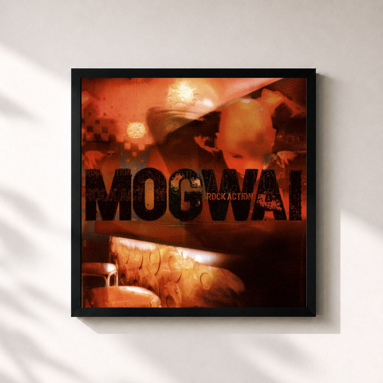 #noir Tableau carré de l'album Rock Action de Mogwai, cadre noir 32x32 cm