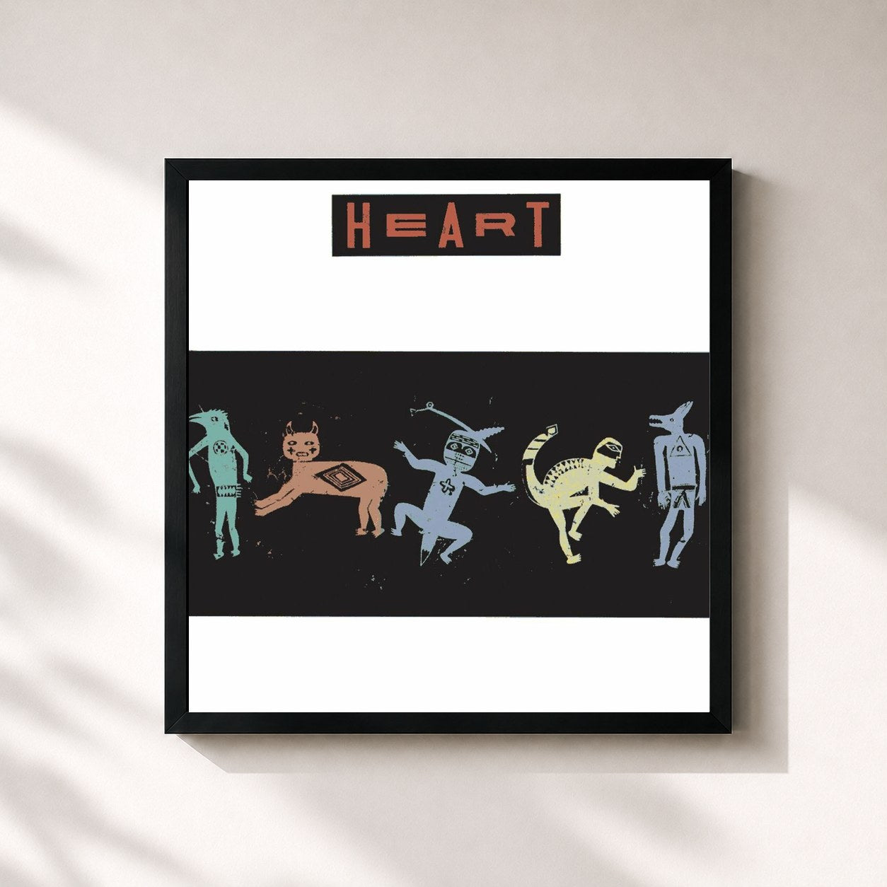 #noir Tableau carré de l'album Bad Animals de Heart, cadre noir 32x32 cm