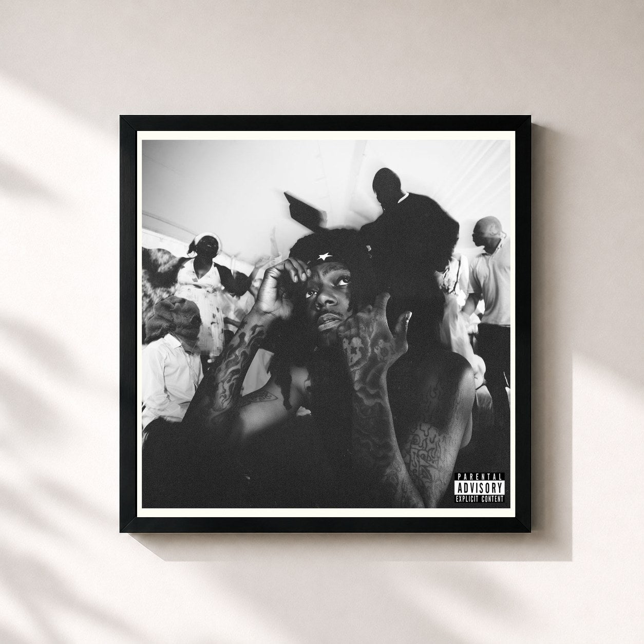 #noir Tableau carré de l'album God Does Like Ugly (Alternate Version) de JID, cadre noir 32x32 cm